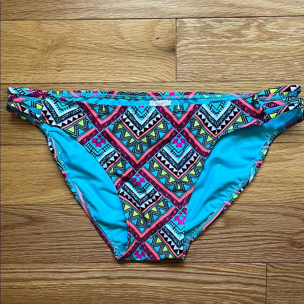 Xhilaration Blue and Pink Geometric Bikini Bottoms